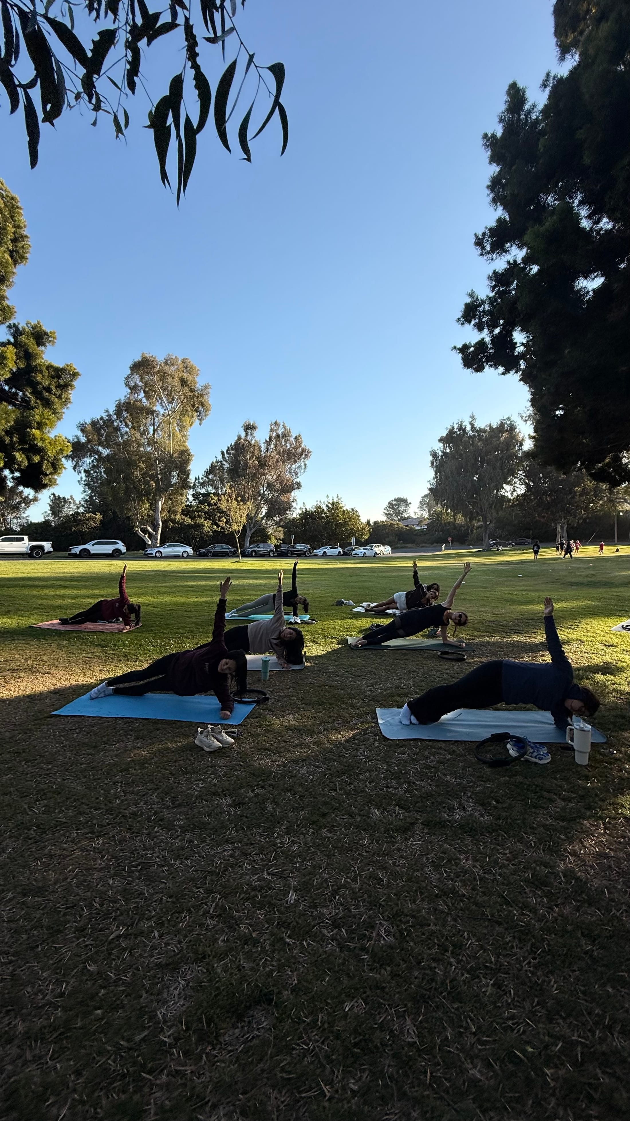 Residents gathered for a Pilates wellness event at their community