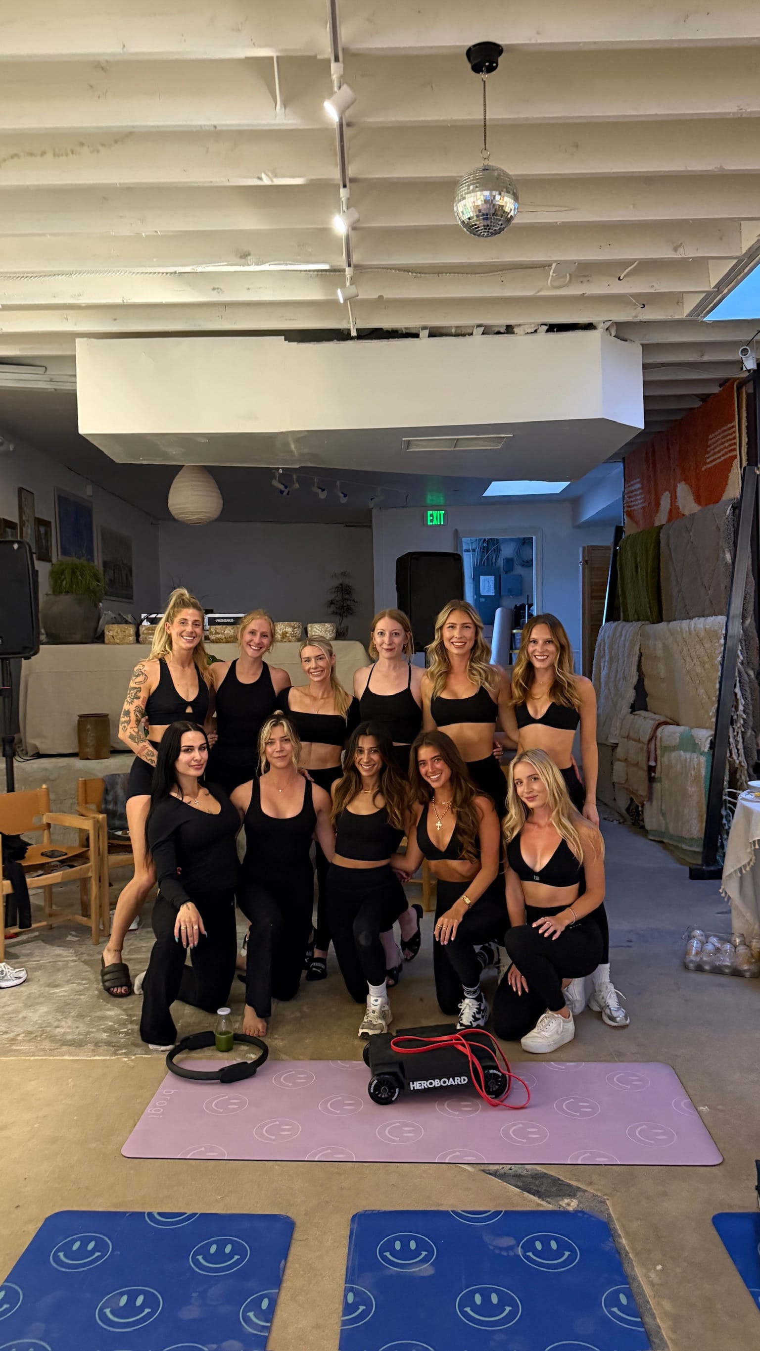 Private Pilates party set up for an intimate celebration